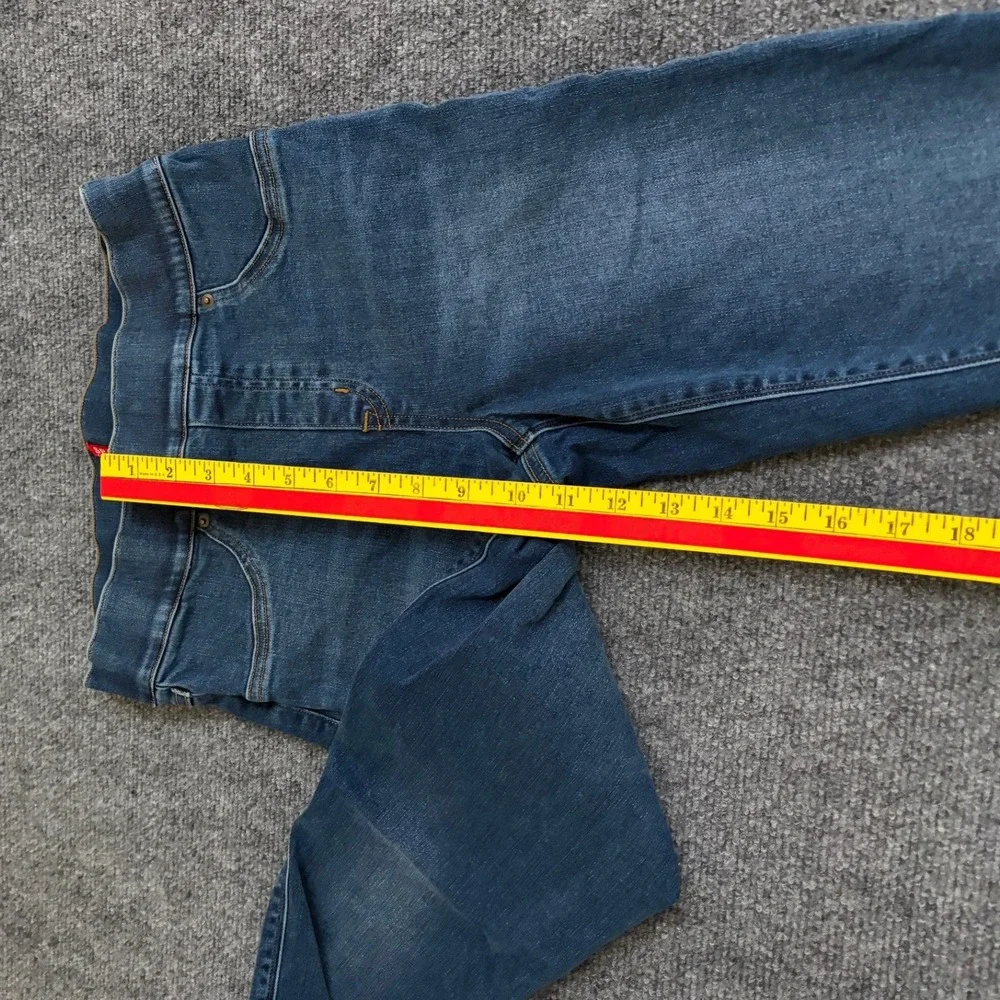 Spanx Jean-ish Ankle Leggings Medium Indigo Distressed Raw Hem Pull On Denim